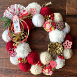 毛糸玉リース お正月リース お正月飾り しめ縄 お正月 新年 ハンドメイド