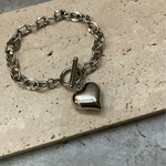 ーwave chain Heart braceletー　サージカルステンレス　チェーンブレスレット　チェーン　ハート　ブレスレット