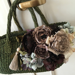 秋色シックな花かごバック