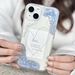 【No.59】アクアグレー ホワイト かすみ草付　ニュアンスiPhoneケース