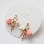 【14kgf】ゴールドバー＆アクリルピアス（コーラルピンク）