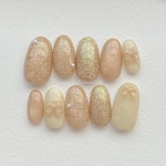 no.3 ⭐︎ girly beige 🤎 ￤ ネイルチップ 韓国ネイル ワンホンネイル ガーリーネイル ツイードネイル マグネットネイル 淡色ネイル ベージュネイル