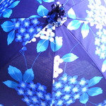浴衣から生まれた日傘　秋の濃紺紫陽花