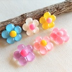 18mm　お花のデコパーツ　６色×４　２４個セット　P965