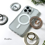 iPhone限定  【 magsafe クリアケース キラキラ スマホリング付き 】 名入れ 文字入れ マグセーフ クリアケース マグネット 透明 スマホスタンド ckr13