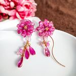 大ぶり Dahlia < magenta pink マゼンダピンク  >  菊科のお花 ピアス サージカルステンレス