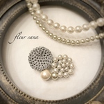 sparkling crochet  輝くクロッシェとパールのブローチ〈heart〉  silver