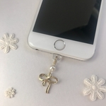 　ふんわりリボンと一粒パール 充電口アクセサリー