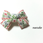花柄刺繍りぼんＡ☆プラスチックバレッタ