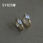 S925純銀製 ゴールド シンプル スーキマ型 ジルコニア　フープピアス　金属アレルギー対応　つけっぱなし セカンドピアス　小さめ ワンタッチ　