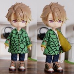 緑英字柄　袖まくりカーディガン（ねんどろいどどーるオビツ11共有サイズ）