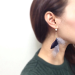 再販 3color.フェザータッセルのイヤリングorピアス