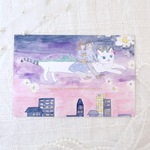 ねこの絵本「白猫しーちゃん 龍になる」ポストカード “龍になったしーちゃん”