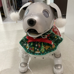 aiboちゃんの頭から被れるすっぽりクリスマスケープ　aibo's pullover cape　裏なし チュールタイプ　Green リボン用テープ付き