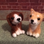 わんわんフリー　柴犬＆ビーグル　お座りタイプ / オーダー作品　羊毛フェルト　　 