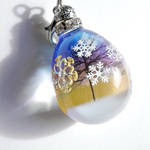 【SALE】雲レジン☆雪の降る頃☆黄昏時☆空たまご11☆オススメ紐ペンダント
