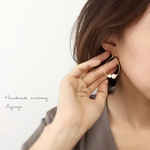 シンプルな大人のフープピアス ＊ コットンパール
