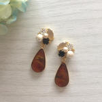 べっ甲柄しずくパーツ🌟ビジューピアス