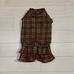 犬服　クリスマスチェックのワンピ