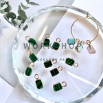 ☆再入荷【2pcs】天然石プチレクタングルチャーム　マラカイト