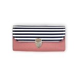 袋分け♪家計やりくり財布/スモークピンク×ボーダー