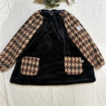 フリーススモック(black×houndstooth check)
