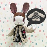 手編み猫顔カーディガン（ダークベージュ）