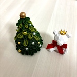 つまみ細工　ミニツリー🎄グリーン×モスグリーン