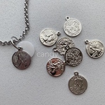6pcs コインチャーム シルバー メタルパーツ タグ