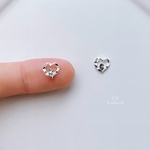 しわ加工silverハート×一粒ジルコニア＊イヤリング