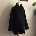 カシミヤウール（黒）で作ったショールカラーコート