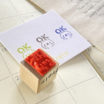 【ネコ】１センチ ラバースタンプ 【ＯＫはんこ】検印　OK