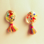 透明ビーズカラフルタッセルピアス