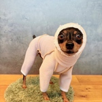 オーダー犬服 アンチピリングフリース バイカラー ロンパース ピンク×ラベンダー