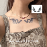 Twin snakes【D-63】｜10日間持続 新感覚タトゥーシール 防水 ワンポイント