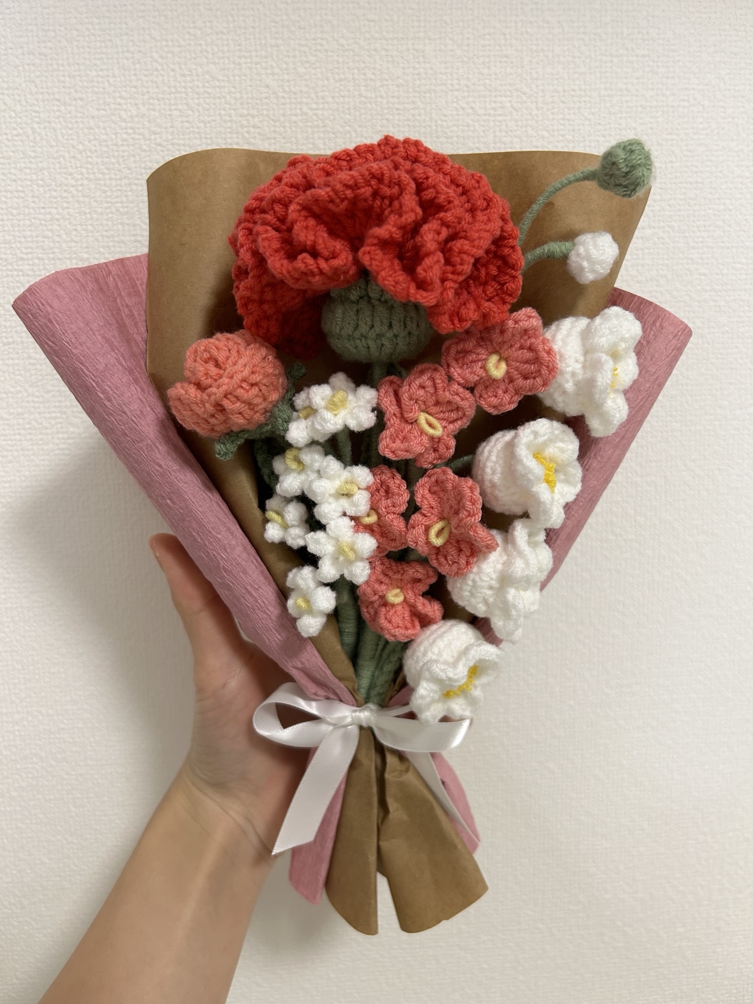 2点セット] あみぐるみ バラとスズランの鉢植え（チューリップ