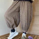 【人気☆定番】大人のバルーンパンツ★ポケット後ろ★ブラウン千鳥チェック柄