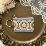  《インド刺繍リボン》 10cm ファスナー　ミニ　ポーチ　小物入れ　カラビナ　小銭入れ　コインケース　アクセサリー　コスメ入れ　薬入れ　印鑑