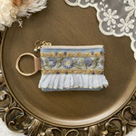  《インド刺繍リボン》 10cm ファスナー　ミニ　ポーチ　小物入れ　カラビナ　小銭入れ　コインケース　アクセサリー　コスメ入れ　薬入れ　印鑑