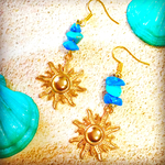 ◆ターコイズ ストーン 太陽 モチーフ ピアス サマー イヤリング◆