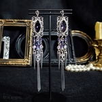 【Divina vindicta】パープルビジューシルバースパイクピアス（イヤリング変更可能）