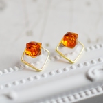 square...orange ステンレスピアス/イヤリング