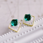 square...green ステンレスピアス/イヤリング