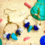 18k ターコイズ フープ リング ピアス イヤリング 変更可能 さざれ石