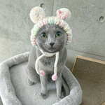 犬SSサイズ くま ぽんぽん 帽子 ♡ 猫 帽子 ペット 帽子 犬 かぶりもの 被り物 犬帽子 リボン パステルカラー ピンク パール ニット帽 クマ 耳