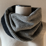 アラン縄編み＆千鳥格子　ネックウォーマー　　アンゴラウール