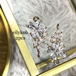 NEW 2個/クリア　SSジルコニア　フラワー　コネクター　CH322C