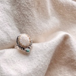 14〜16号 【◎サイズ調整可】《silver925》flower fossil coral＊stone ring ❁