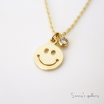 スマイル＆一粒ネックレス　Smile&CZ necklace【送料無料】
