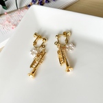 NEW♪楽器と誕生石カラーの小枝アクセサリーフラワーイヤリング/ピアス(ゴールド/シルバー) 金属アレルギー対応